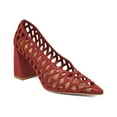 thumbnail image 1 of XYD Women Closed Pointed Toe Woven Pumps Slip on Chunky Heels Breathable Cutouts Dress Office Shoes Size 11.5 Firebrick, 1 of 4