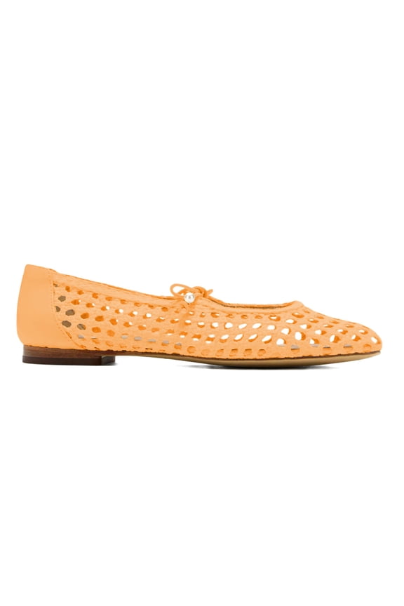 Women Comfy Closed Round Toe Braided Ballet Flats Slip on Bowtie Ballerina Shoes for Dancing Ballroom Daily Size 16 Orange