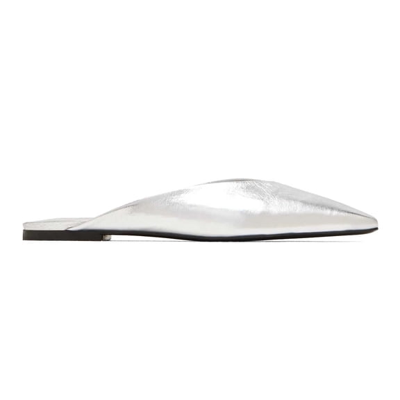 XYD Women Comfy Closed Square Toe Flats Mules Slip On Backless Shoes Daily Indoor Outdoor Size 16 Silver