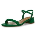 thumbnail image 1 of XYD Women Square Open Toe Comfy Sandals Chunky Low Heels Ankle Strap Daily Summer Shoes Size 11.5 Green, 1 of 4