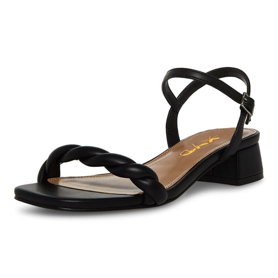 XYD Women Square Open Toe Comfy Sandals Chunky Low Heels Ankle Strap Daily Summer Shoes Size 7 Black