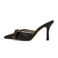 thumbnail image 1 of XYD Women Crossover Strap Grommets Mules Stiletto High Heel Pointed Closed Toe Slip On Sandals Daily Dress Shoes Size 11.5 Black, 1 of 4