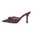 thumbnail image 1 of XYD Women Crossover Strap Grommets Mules Stiletto High Heel Pointed Closed Toe Slip On Sandals Daily Dress Shoes Size 7 Purple, 1 of 4