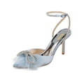 thumbnail image 1 of XYD Women Crystal Mesh Bowknot Pointed Toe Ankle Strappy Sandals Stiletto High Heel Pumps Wedding Shoes Size 11 Blue, 1 of 4