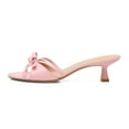 thumbnail image 1 of XYD Women Cute Bowknot Round Open Toe Slip On Sandals Kitten Low Heel Mules Summer Chic Resort Shoes Size 4.5 Pink, 1 of 4