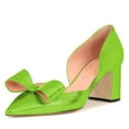 thumbnail image 1 of XYD Women Cute Bows Chunky Block Low Heel Pumps Pointed Closed Toe D'Orsay Slip On Office Lady Dress Shoes Size 15 Green, 1 of 4