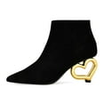 thumbnail image 1 of XYD Women Cute Heart Shaped Heel Ankle Boots Pointed Closed Toe Side Zipper Short Booties Fashion Party Casual Shoes Size 9 Black, 1 of 4