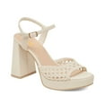 thumbnail image 1 of XYD Women Cutout Open Round Toe Platform Sandals Ankle Strap Block Heels Fashion Party Dress Woven Shoes Size 9.5 Ivory, 1 of 4