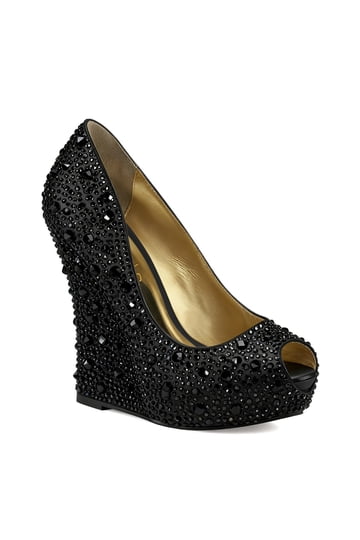 Bella Vita Women's Karlette Glitter Pumps - Black, 2.5" Heel, Wide Width 11 (C,D,W)