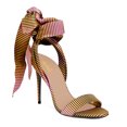 thumbnail image 1 of XYD Women Elegant Open Toe Ribbon Sandals Lace Up Stiletto High Heels Evening Club Dress Shoes Size 15 Multi Stripes, 1 of 4