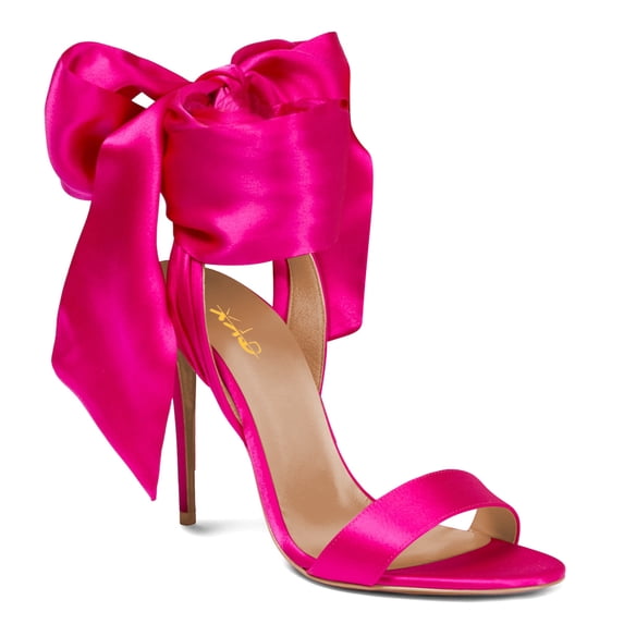 XYD Women Elegant Open Toe Ribbon Sandals Lace Up Stiletto High Heels Evening Club Dress Shoes Size 7 Fuchsia