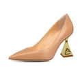 thumbnail image 1 of XYD Women Elegant Pointed Toe Pumps Slip On Rhinestone Spool High Heels Chic Classic Lady Shoes Size 13 Nude, 1 of 4