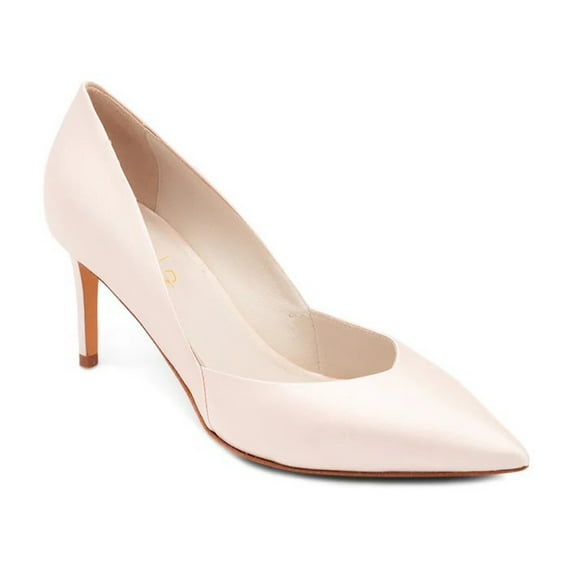 XYD Women Elegant Pointed Toe Dree Pumps Thin Mid Heels Slip On Bride Wedding Shoes Size 10.5 Pastel Pink Satin