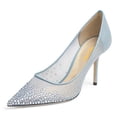 thumbnail image 1 of XYD Women Elegant Rhinestones Pointed Toe Pumps Crystals Mesh Slip On Slim High Heel Evening Bridal Shoes Size 10.5 Blue, 1 of 4