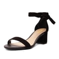 thumbnail image 1 of XYD Women Elegant Round Open Toe Tie Up Ankle Strap Sandals Chunky Block Low Heel Summer Casual Shoes Size 16 Black, 1 of 4