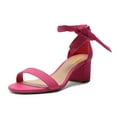 thumbnail image 1 of XYD Women Elegant Round Open Toe Tie Up Ankle Strap Sandals Chunky Block Low Heel Summer Casual Shoes Size 9 Deep Pink, 1 of 4
