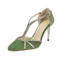 thumbnail image 1 of XYD Women Elegant T-strap Thin High Heel Buckle Pumps Pointed Closed Toe D'Orsay Sandals Party Evening Shoes Size 14.5 Green, 1 of 4