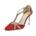 thumbnail image 1 of XYD Women Elegant T-strap Thin High Heel Buckle Pumps Pointed Closed Toe D'Orsay Sandals Party Evening Shoes Size 7 Red, 1 of 4