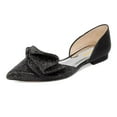 thumbnail image 1 of XYD Women Elegent Sparkle Folded Bowknot D'Orsay Pointed Toe Slip On Flats Wedding Bridal Comfort Shoes Size 8.5 Black, 1 of 4
