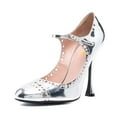 thumbnail image 1 of XYD Women Fashion Mary Jane Pumps Cut-Out Stiletto High Heels Round Closed Toe Buckled Ankle Strap Vintage Dress Shoes Size 5 Silver, 1 of 4