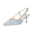 thumbnail image 1 of XYD Women Fashion Pointed Closed Toe Pumps Kitten Low Heels Slingback Dressy Wedding Prom Comfy Shoes Size 5 Baby Blue, 1 of 4