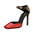 thumbnail image 1 of XYD Women Fashion Square Close Toe Pumps Ankle Strap D'Orsay Leopard Print Stiletto High Heel Sandals Club Event Shoes Size 10 Red, 1 of 4