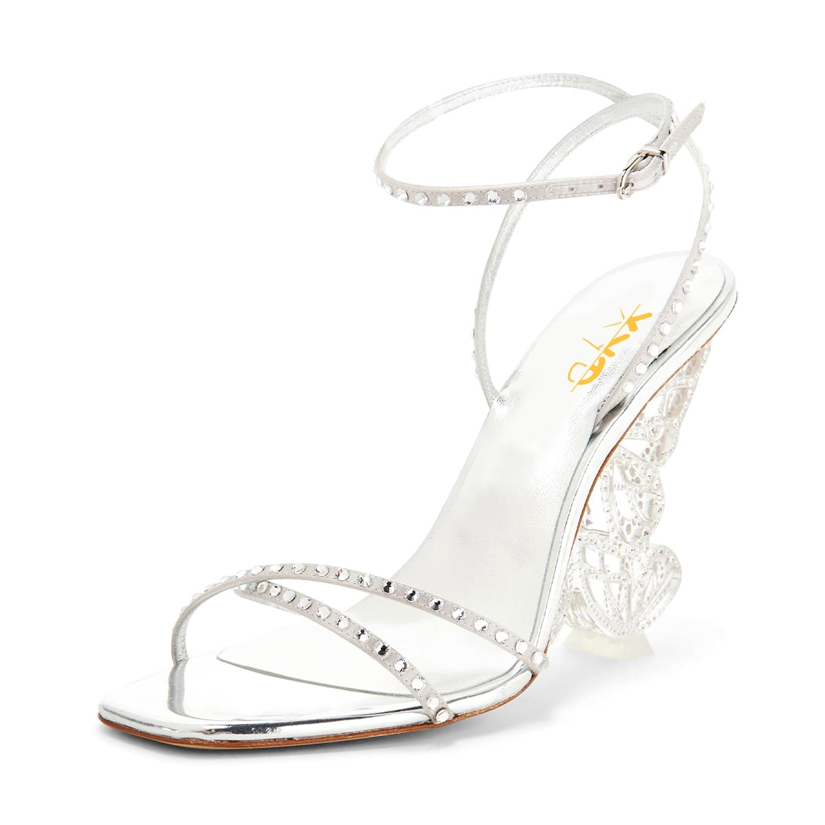 shmです XYD Women Open Toe Sandals Glitter Rhinestone Butterfly Wing Wedge