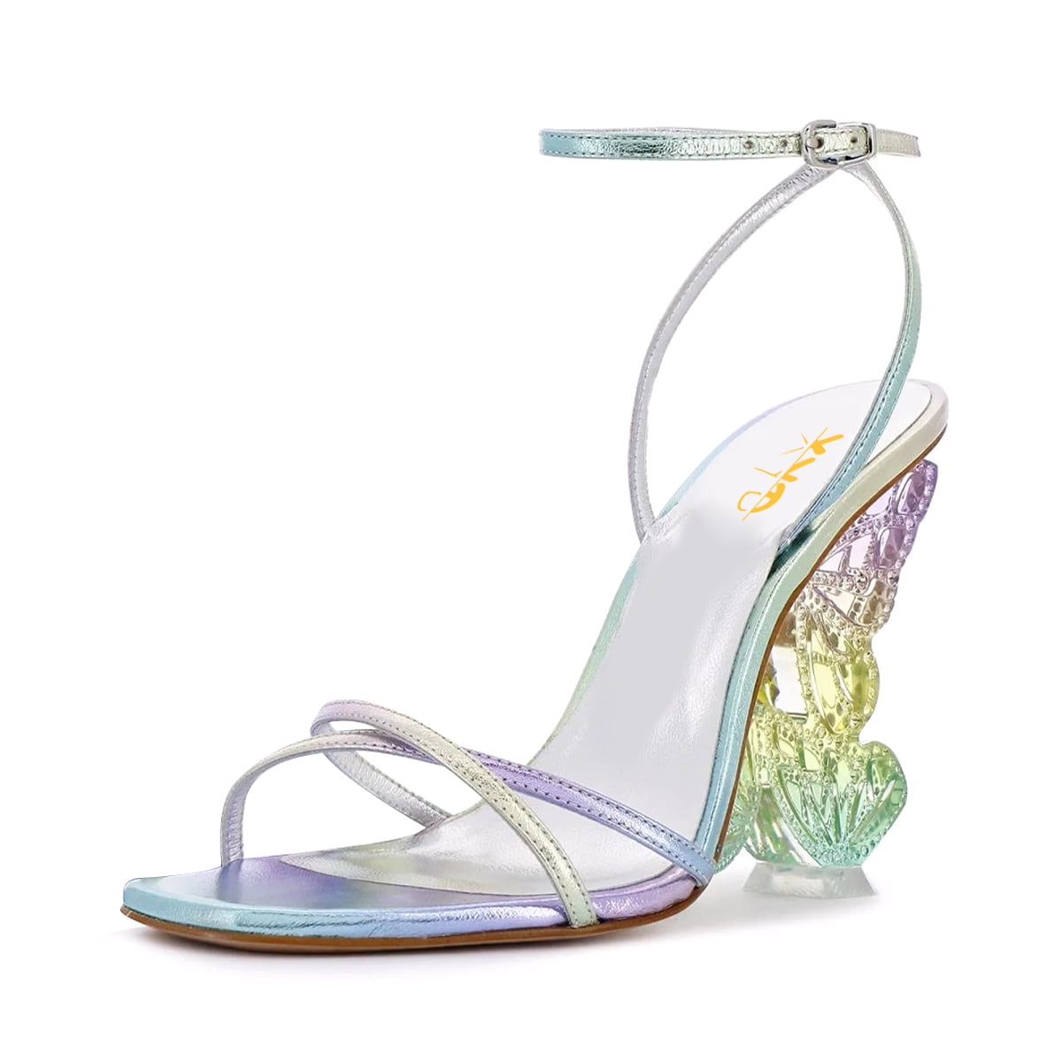 XYD Women Open Toe Sandals Glitter Rhinestone Butterfly Wing Wedge
