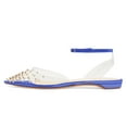 thumbnail image 1 of XYD Women Fashion Studded Transparent Pointed Closed Toe Flats Sandals Ankle Strap Buckled Sexy Dress Shoes Size 4.5 Blue, 1 of 4