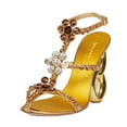 thumbnail image 1 of XYD Women Gorgeous Caged Open Toe Sandals Metal Chain High Heel Rhinestones Crystal Strappy Pumps Dress Shoes Size 7 Gold, 1 of 4