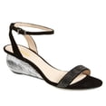 thumbnail image 1 of XYD Women Gorgeous Shell Low Wedge Heels Open Toe Strappy Rhinestone Sandals Prom Evening Dressy Shoes Size 11.5 Black, 1 of 3