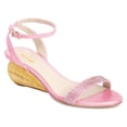 thumbnail image 1 of XYD Women Gorgeous Shell Low Wedge Heels Open Toe Strappy Rhinestone Sandals Prom Evening Dressy Shoes Size 13 Pink, 1 of 3