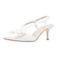 thumbnail image 1 of XYD Women Graceful Bridal Mid Heel Slingback Sandals Slip On Bowknot Pointed Closed Toe Pump Shoes Size 12.5 White, 1 of 4