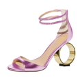 thumbnail image 1 of XYD Women Graceful Crystal Ankle Straps Open Peep Toe Sandals Back Zipper Chic Round Circle High Heel Party Shoes Size 8.5 Plum, 1 of 4