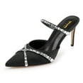 thumbnail image 1 of XYD Women Graceful Embellished Crisscross Straps Pointed Toe Slides Mules Stiletto High Heel Sandals Dressy Shoes Size 4.5 Black, 1 of 4