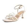 thumbnail image 1 of XYD Women Kitten Heel Sandals Bowknots Square Open Toe Ankle Strap Summer Casual Dress Shoes Size 11.5 White, 1 of 4
