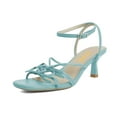 thumbnail image 1 of XYD Women Kitten Low Heel Sandals Bowknots Square Open Toe Ankle Strap Summer Casual Dress Shoes Size 13.5 Sky Blue, 1 of 4