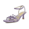 thumbnail image 1 of XYD Women Kitten Low Heel Sandals Bowknots Square Open Toe Ankle Strap Summer Casual Dress Shoes Size 6.5 Light Purple, 1 of 4