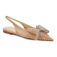 thumbnail image 1 of XYD Women Layered Bowknot Crystal Studs Flats Pointed Toe Elastic Slingback Shoes Gorgeous Prom Bridal Sandals Size 9 Nude, 1 of 4