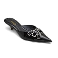 thumbnail image 1 of XYD Women Mules Layered Buckles Pointed Toe Tapered Low Heel Slippers Slip-on Fashion Sandals Casual Dressy Shoes Size 7 Black, 1 of 4