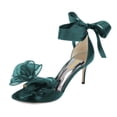 thumbnail image 1 of XYD Women Open Almond Toe Mid Heels Bowknot Ankle Strap Sandals Romantic Lace up Wedding Dressy Shoes Size 14.5 Teal, 1 of 4
