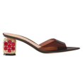 thumbnail image 1 of XYD Women Open Pointed Toe Transparent Strap Mules Slip on Studded Crystal Block Low Heels Fashion Party Slide Sandals Size 10 Dark Brown, 1 of 4