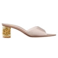 thumbnail image 1 of XYD Women Open Pointed Toe Transparent Strap Mules Slip on Studded Crystal Block Low Heels Fashion Party Slide Sandals Size 14.5 Nude, 1 of 4