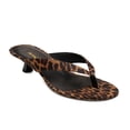 thumbnail image 1 of XYD Women Open Round Toe Flip Flops Slip on Low Kitten Heels Mules Casual Dress Summer Beach Thong Sandals Size 7 Leopard, 1 of 4