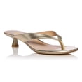 thumbnail image 1 of XYD Women Open Round Toe Flip Flops Slip on Low Kitten Heels Mules Casual Dress Summer Beach Thong Sandals Size 7 Light Gold, 1 of 4