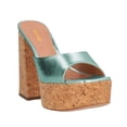 thumbnail image 1 of XYD Women Open Square Toe Clog Mule Sandals Slip on Platform Sole Chunky High Heels Casual Dress Summer Heeled Slides Size 10.5 Turquoise, 1 of 4