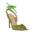 thumbnail image 1 of XYD Women Open Square Toe Rhinestone Sandals Ankle Wrap Backstrap Stiletto High Heels Party Prom Lace up Shoes Size 7 Green, 1 of 4