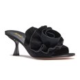 thumbnail image 1 of XYD Women Open Toe Applique Mid Spool Heels Slip on Ruffled Flower Mules Elegant Prom Party Slide Sandals Size 6 Black, 1 of 4