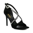 thumbnail image 1 of XYD Women Open Toe Teardrop Rhinestone Studded Sandals Cross Strap Stiletto High Heels Sexy Cocktail Party Date Shoes Size 15 Black, 1 of 4