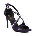 thumbnail image 1 of XYD Women Open Toe Teardrop Rhinestone Studded Sandals Cross Strap Stiletto High Heels Sexy Cocktail Party Date Shoes Size 7 Purple, 1 of 4